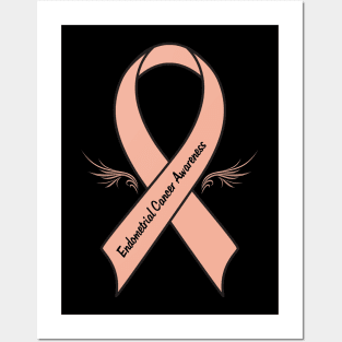 Endometrial Cancer Ribbon of Hope with Wings Posters and Art